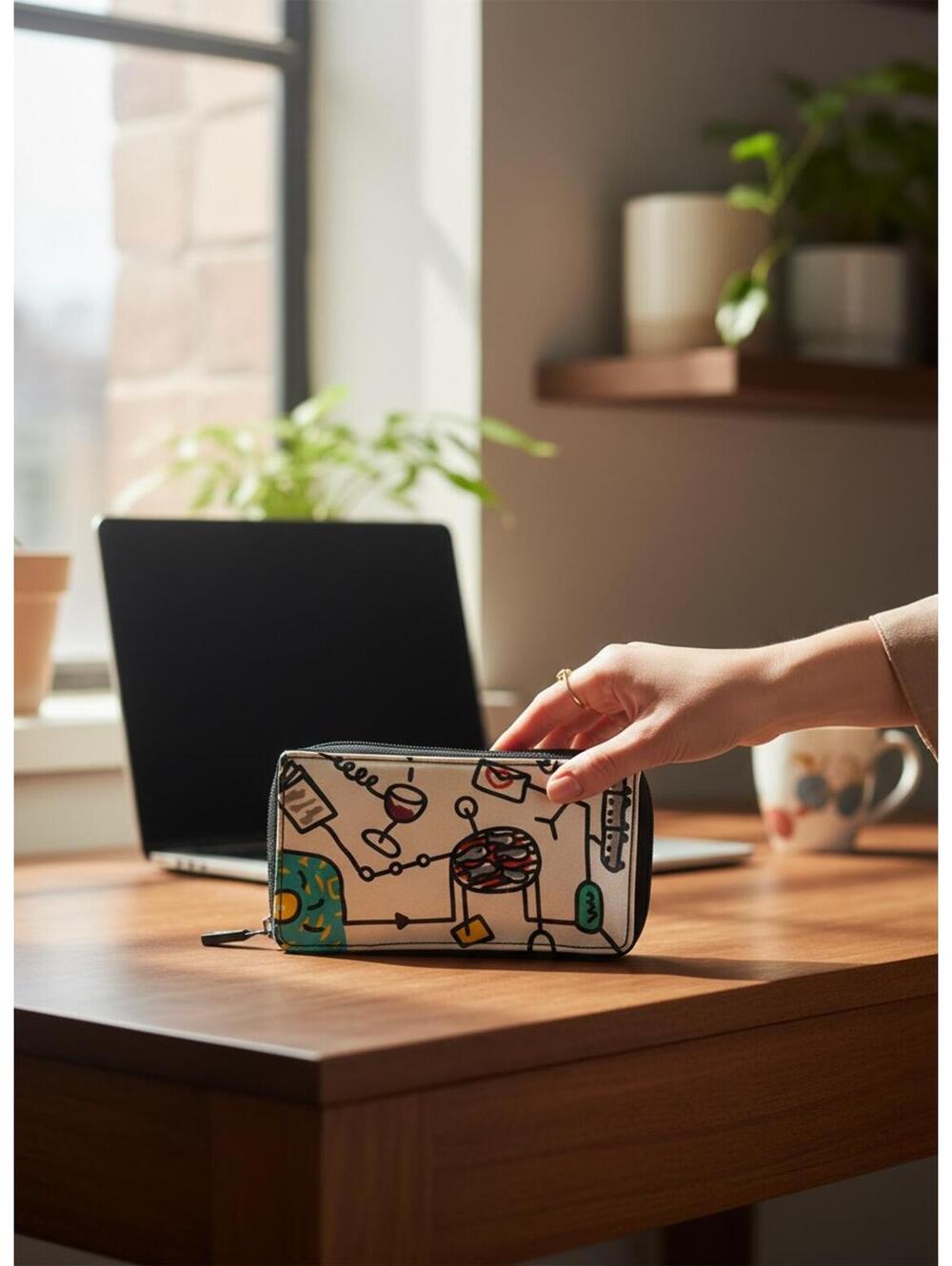 🎨 Pylones Paris Wallet ✨ Cute Graphic Zip Wallet Unique